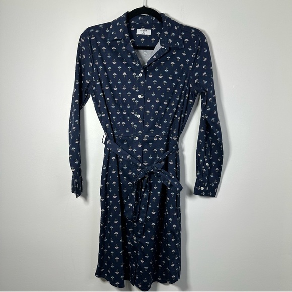 UNTUCKit Women’s Sydney Navy Blue Floral Tie Waist Shirt Dress Size 4 - Picture 1 of 9
